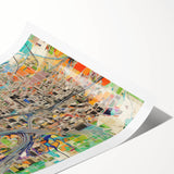 Extra large rolled print featuring line art flowers in muted tones, ideal for large living room wall art.
