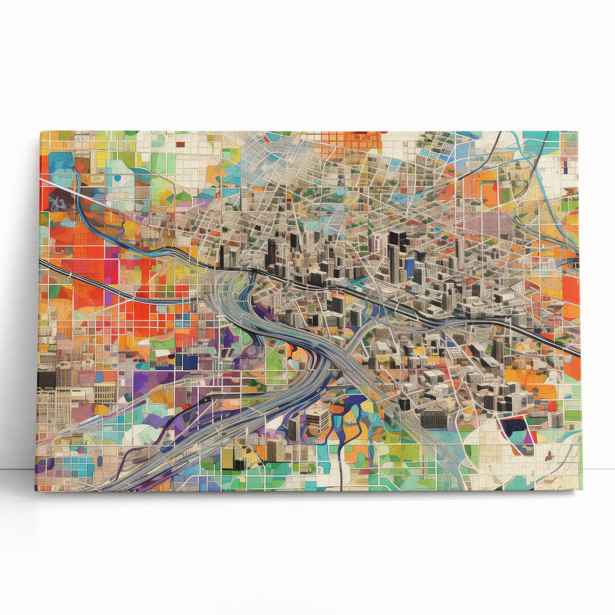 Black and white stretched canvas featuring a large Phoenix valley scene, ideal for kitchen wall art or bedroom ambiance.