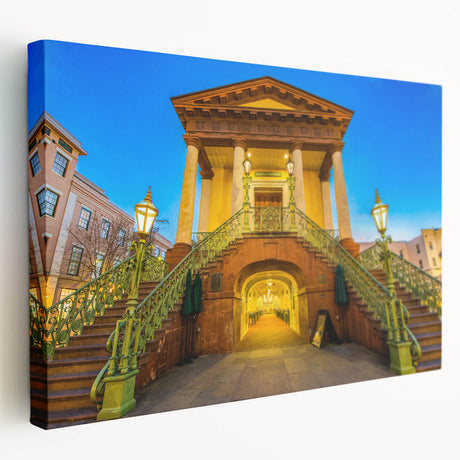 Charleston, South Carolina scenery on large stretched canvas featuring pastel shades, ideal for kitchen wall art.