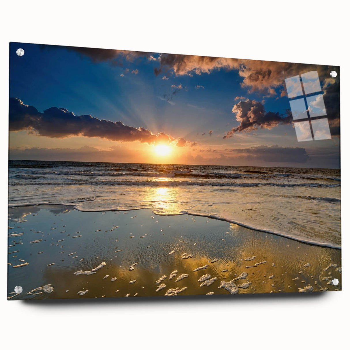 Large abstract wall art depicting a South Carolina landscape in muted earth tones, acrylic glass format.