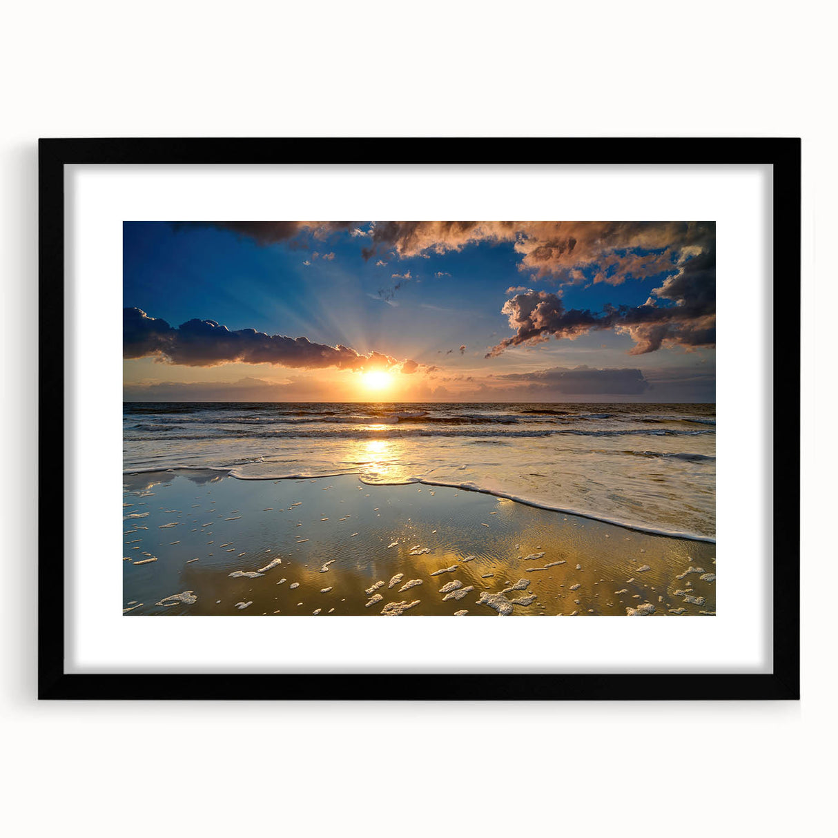 Extra large abstract art print depicting a colorful, textured South Carolina landscape on a framed black mat.
