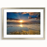 Textured abstract art print of South Carolina scenery in muted earth tones, framed in silver, ideal for bedroom art.