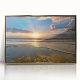 Acrylic print of South Carolina scenery with gold frame, in mid-century modernist style, suitable for nursery wall decor.