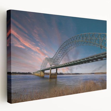 Side view of a stretched canvas depicting the Memphis, Tennessee skyline in muted earth tones, ideal for kitchen wall art.