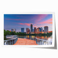 Extra large rolled print of Austin, Texas skyline in muted watercolor tones, ideal for art wall dining room.