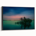 Black and white framed canvas of Dallas skyline, ideal for bedroom wall decor, featuring vintage poster style.