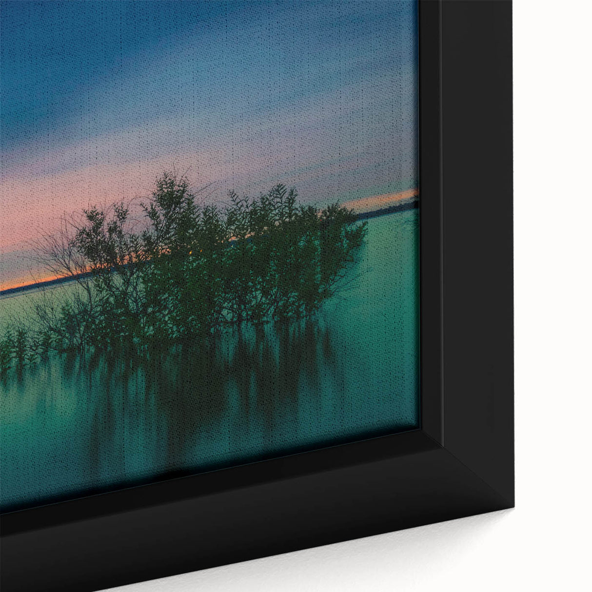 Extra large framed canvas of Dallas skyline in black with colorful, textured highlights, ideal for living room decor.