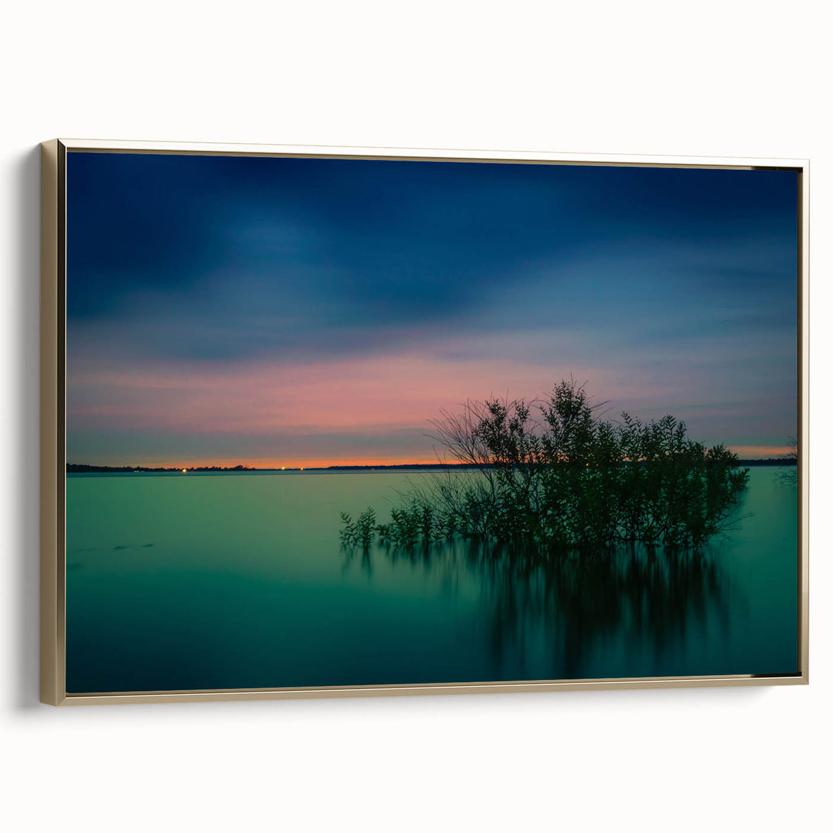 Framed canvas depicting a vintage-style Dallas landscape in muted gold and black tones, ideal for bedroom wall art.