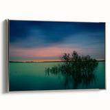 Framed canvas landscape art painting of Dallas skyline in muted black with colorful accents, ideal for office decor.