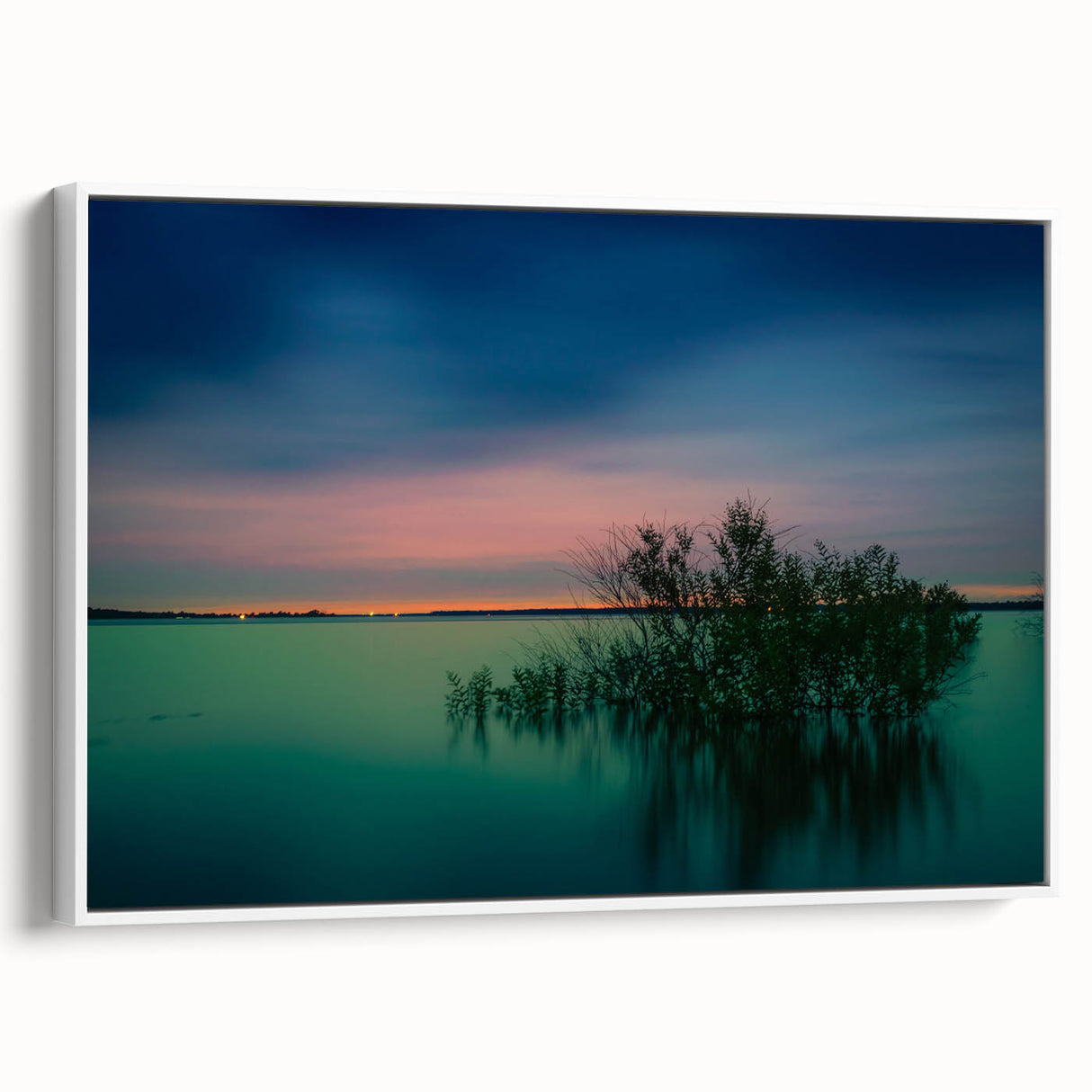 Vintage poster art of Dallas skyline in vibrant colors on a large framed canvas, ideal for living room decor.