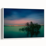 Vintage poster art of Dallas skyline in vibrant colors on a large framed canvas, ideal for living room decor.