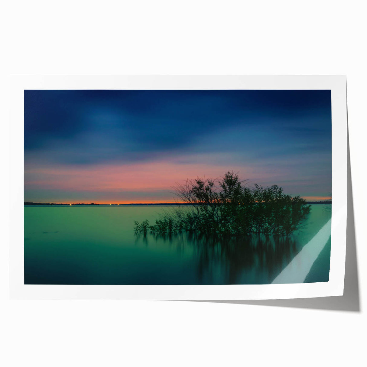 Extra large rolled print of Dallas skyline with vibrant sunset hues, ideal for art wall dining room.