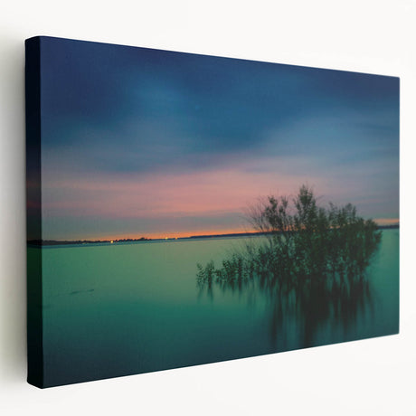 Dallas skyline depicted in muted gray and blue tones on a large stretched canvas, ideal for kitchen wall art.