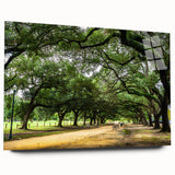 Acrylic print of a large abstract depiction of Houston skyline in muted blue and gray tones.