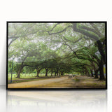 Large abstract wall art featuring the Houston skyline in muted gray and blue tones on a framed acrylic panel.