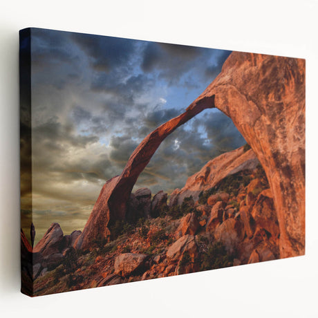 Arches National Park scene in warm earth tones on stretched canvas, ideal for kitchen wall art.