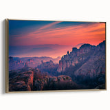 Framed canvas featuring a vintage-style landscape painting of Zion National Park in muted earth tones.