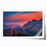 Zion National Park scenery on rolled print, featuring earth tones and floral elements, ideal for art wall dining room.