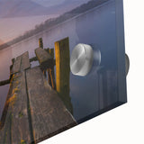 Large abstract wall art depicting Vermont scenery in mid-century modernist style on acrylic glass, ideal for dining room art.