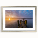 Textured abstract art print depicting a Vermont landscape in muted earth tones, framed with a silver mat.