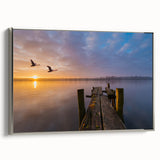 Framed canvas depicting a vintage Vermont landscape in colorful art style, ideal for living room decor.