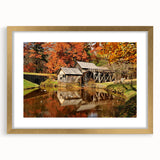 Extra large abstract art print of Virginia scenery in textured style, framed in gold, ideal for living room decor.