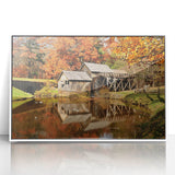 Art Deco poster of Virginia scenery in muted blue tones on a white framed acrylic, suitable for modern nursery decor.