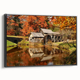 Black and white landscape art painting of Virginia scenery on a framed canvas, suitable for bedroom wall decor.
