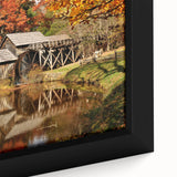 Framed canvas of a textured Virginia landscape in black with vibrant colorful accents, suited for large living room walls.