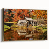 Framed canvas of a Virginia landscape in muted gold and black tones, ideal for bedroom wall art.