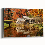 Framed canvas depicting a vintage-style Virginia landscape with colorful art elements and a black border.