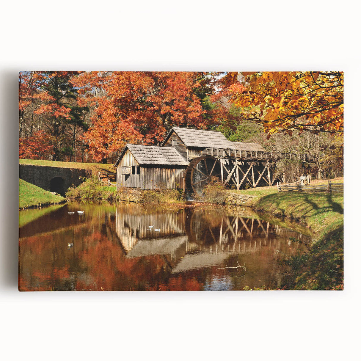 Black and white photo of Virginia scenery on large stretched canvas, suitable as kitchen wall art.
