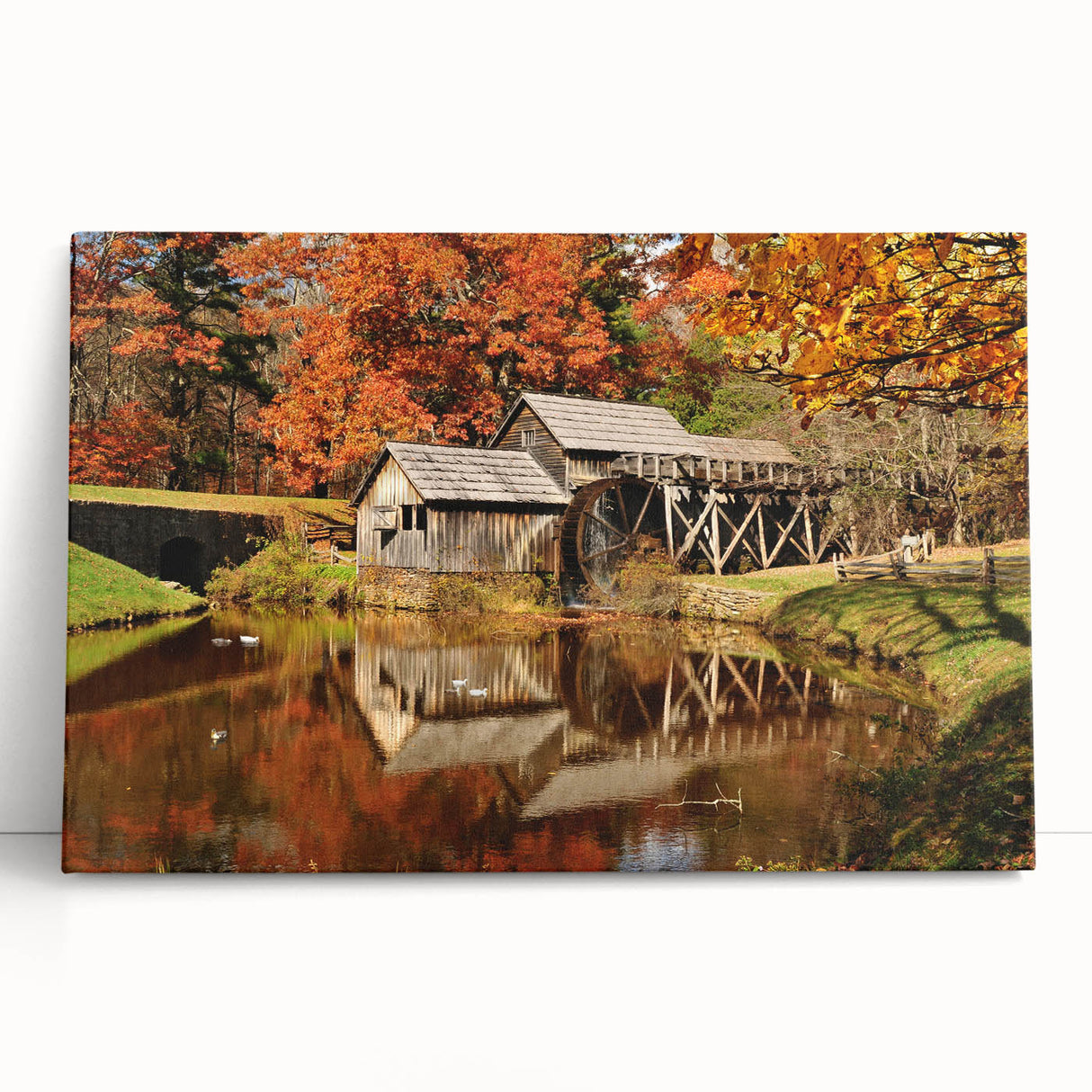 Black and white large art print of Virginia scenery on stretched canvas, ideal for kitchen wall art or bedroom decor.