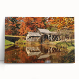 Black and white large art print of Virginia scenery on stretched canvas, ideal for kitchen wall art or bedroom decor.