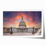 Washington DC Capitol building in muted gray tones on a rolled print, suitable as art wall for dining room.