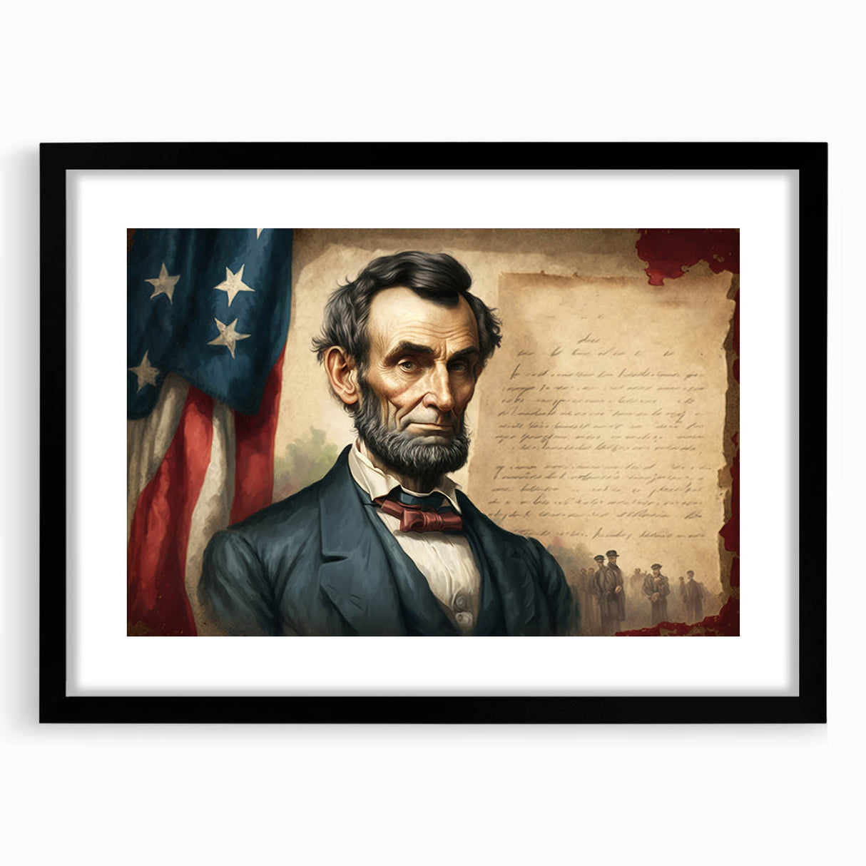 Colorful abstract art print of Washington DC's Lincoln Memorial in vibrant hues on a large textured canvas.