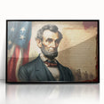 Acrylic print of the Lincoln Memorial in muted grayscale, framed in black, suitable for modern art wall decor.