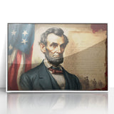 Mid-century modernist art of the Lincoln Memorial in muted gray tones, framed acrylic, ideal for modern art wall decor.