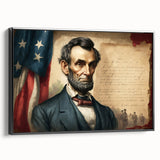 Black and white framed canvas of the Lincoln Memorial, ideal for bedroom wall art in a vintage poster style.