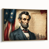 Framed canvas of a vintage-style Washington D.C. landscape with muted gold and black tones, ideal for office decor.