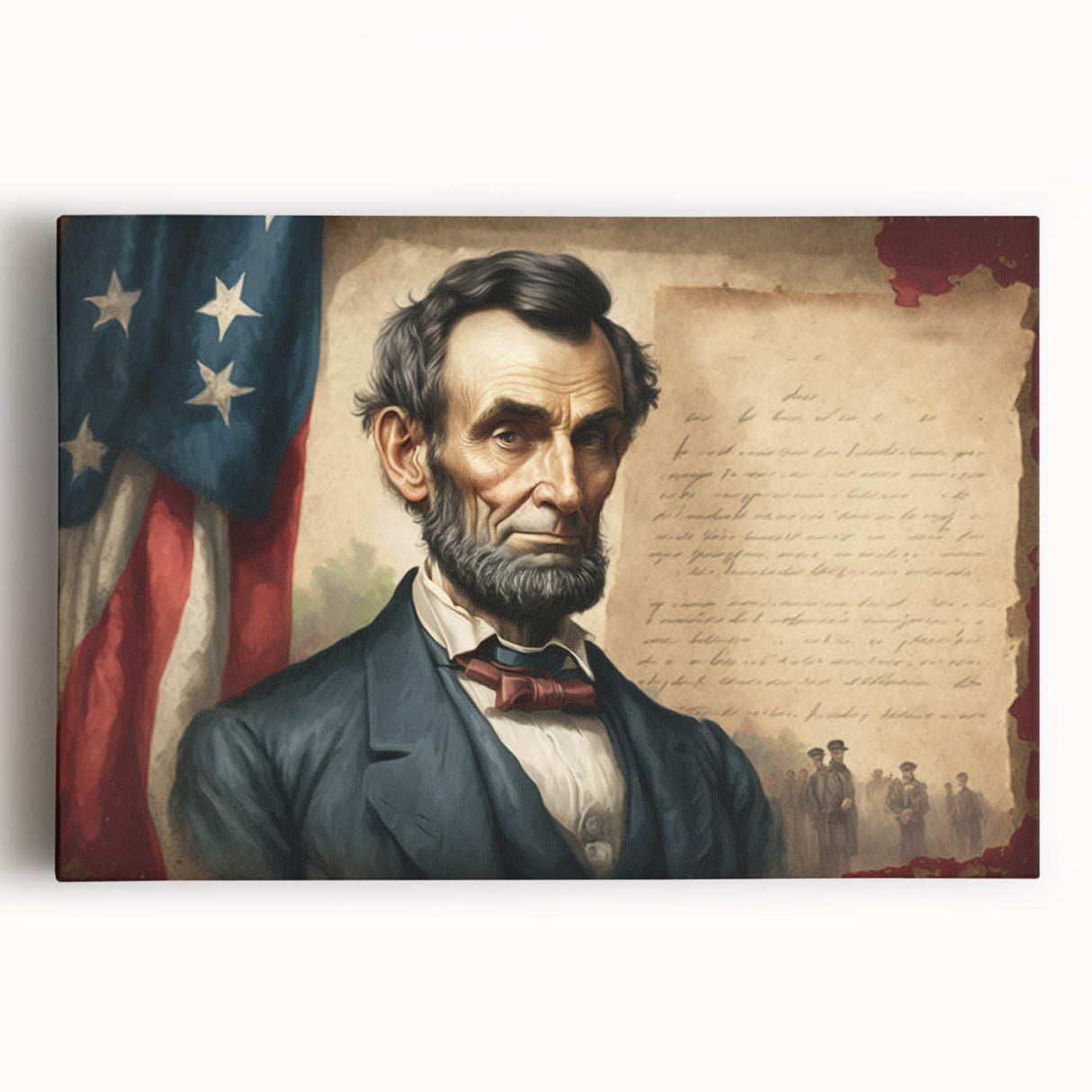 Black and white stretched canvas of the Lincoln Memorial, ideal for kitchen wall art.