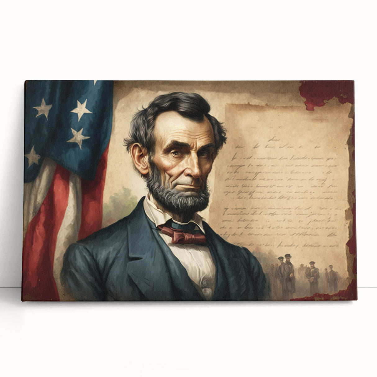 Black and white stretched canvas of the Lincoln Memorial, ideal for kitchen wall art or bedroom ambiance.