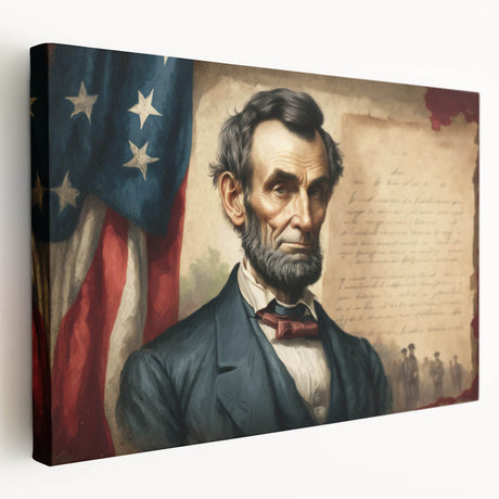 Lincoln Memorial and Washington Monument depicted in muted hues on a large stretched canvas, ideal for kitchen wall art.