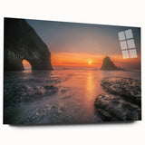 Large abstract wall art of Olympic scenery in vibrant blue and green hues on acrylic glass.