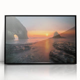 Large abstract wall art depicting the Olympic scenery in Washington, in black acrylic frame.