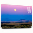 Acrylic print of the Palouse region in Washington, featuring rolling green hills under a blue sky.