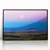 Large abstract wall art depicting the Palouse region in muted earth tones, framed in black acrylic.