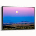 Black and white landscape art painting of Palouse fields on framed canvas, suitable for bedroom decor.
