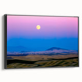Black and white landscape art painting of Palouse fields on framed canvas, suitable for bedroom decor.