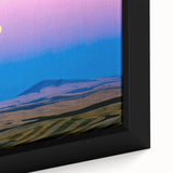 Textured black wall art depicting colorful Palouse scenery on a large framed canvas, ideal for living room decor.